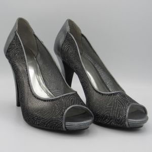 Style & Co. Heels Grey/Silver Sparkling Mesh